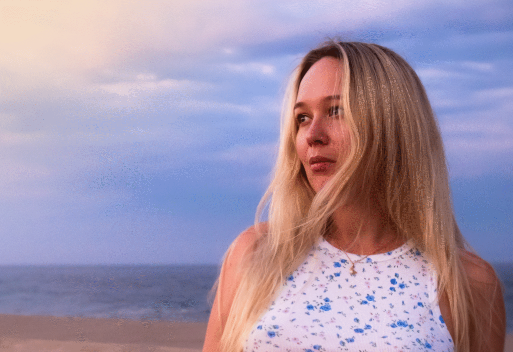 Girls Portrait 4 Portrait of a woman at the Jersey beach during sunset.